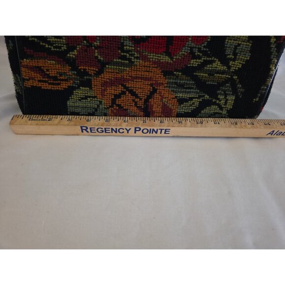 Vintage 50s 60s Carpet Bag Floral Top Handle Tapestry Boho Chic Purse Handbag - Picture 14 of 16